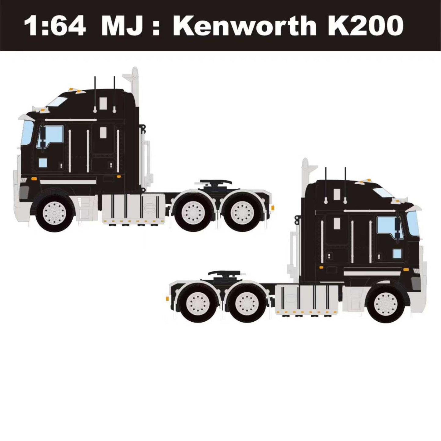 MJ Model - Pre-Order - Kenworth K200 Tuck, black - MJ64-K200-BLK