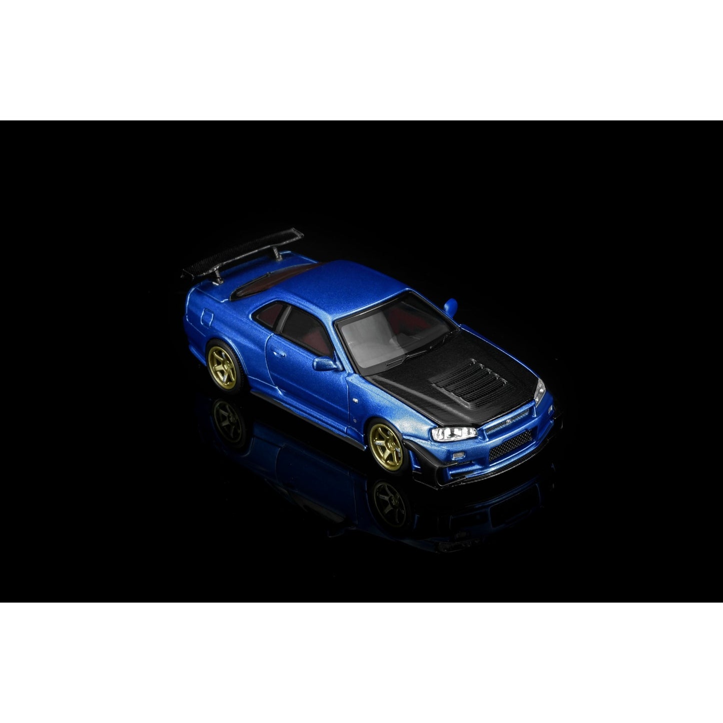 Motorhelix - Pre-Order - Nissan Skyline GT-R (R34) Customized with GT Aero Kit, bayside blue - M63476