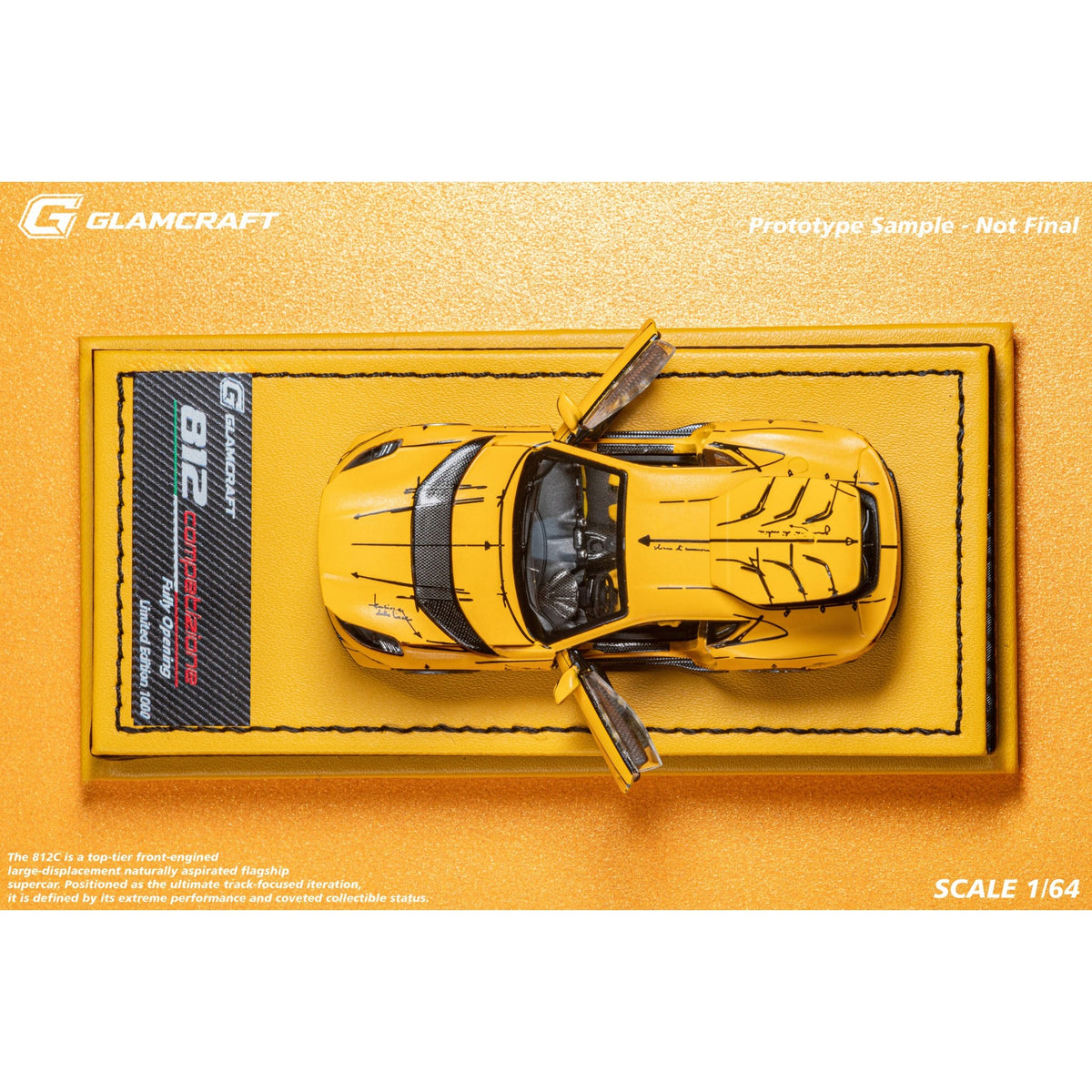 GlamArt - Pre-Order - 812 Competizione, Sketch Yellow - GMC64-812C-SYL