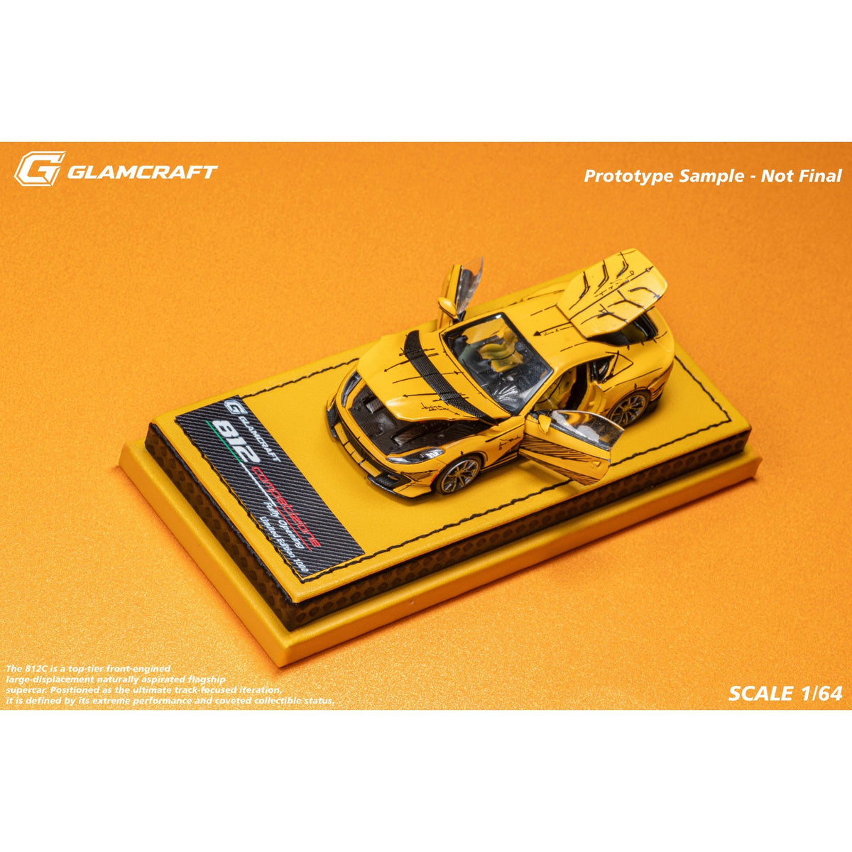 GlamArt - Pre-Order - 812 Competizione, Sketch Yellow - GMC64-812C-SYL
