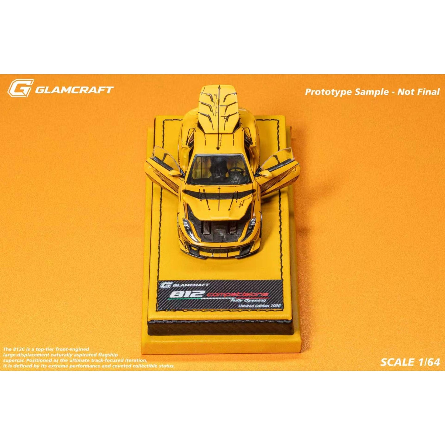 GlamArt - Pre-Order - 812 Competizione, Sketch Yellow - GMC64-812C-SYL