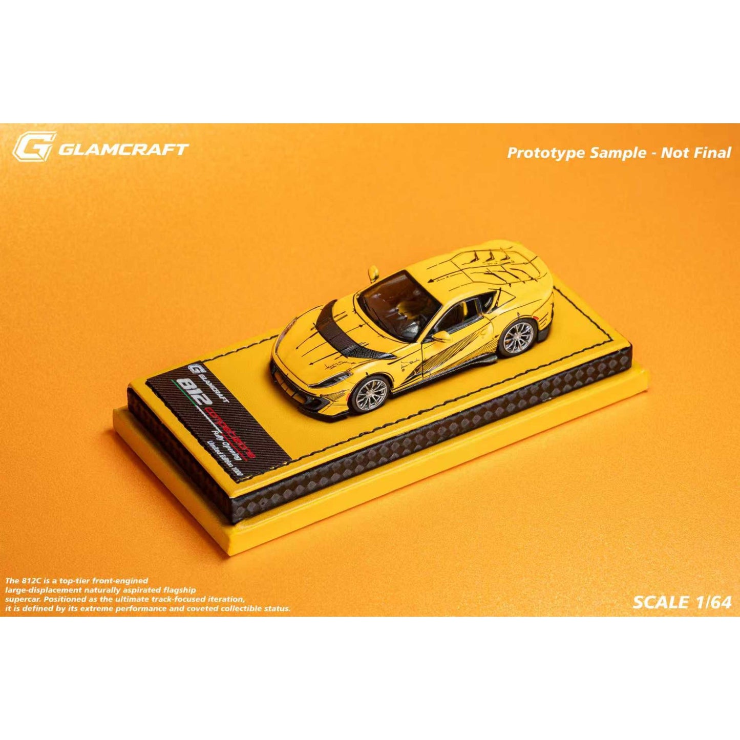 GlamArt - Pre-Order - 812 Competizione, Sketch Yellow - GMC64-812C-SYL