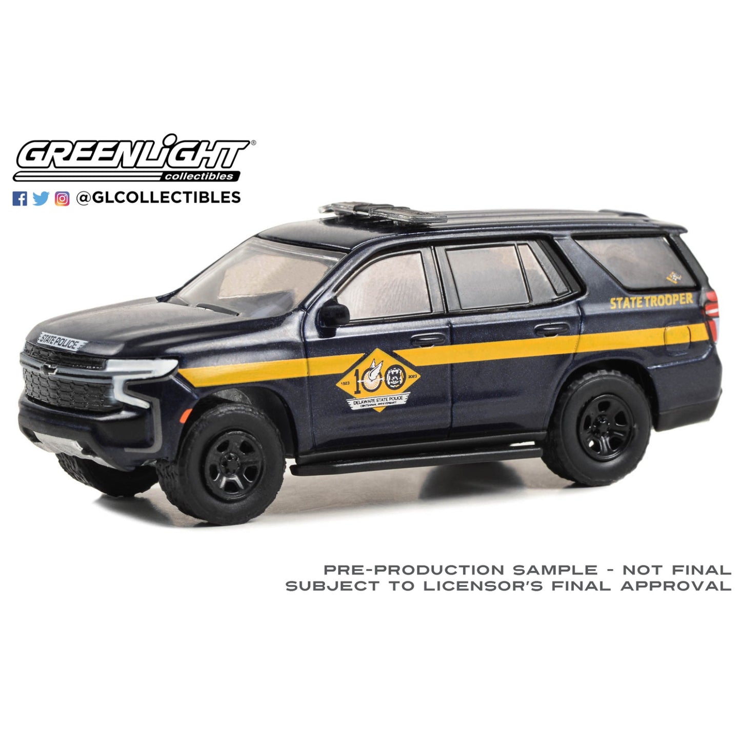 Greenlight - 2023 Chevrolet Tahoe Police - 100 Years Delaware Police - 28140-F