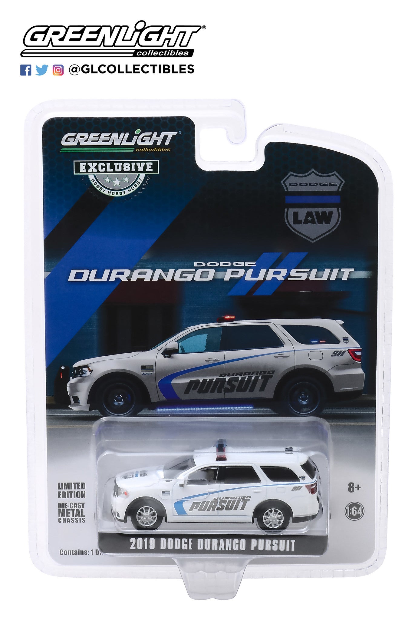 Greenlight - 2019 Dodge Durango Pursuit Police - 30119  - Hobby Exclusive - 1:64