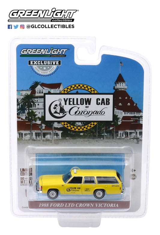 Greenlight - 1988 Ford LTD Crown Victoria - Yellow Cab of Coronado, California - 30122 - 1:64 - Hobby Exclusive