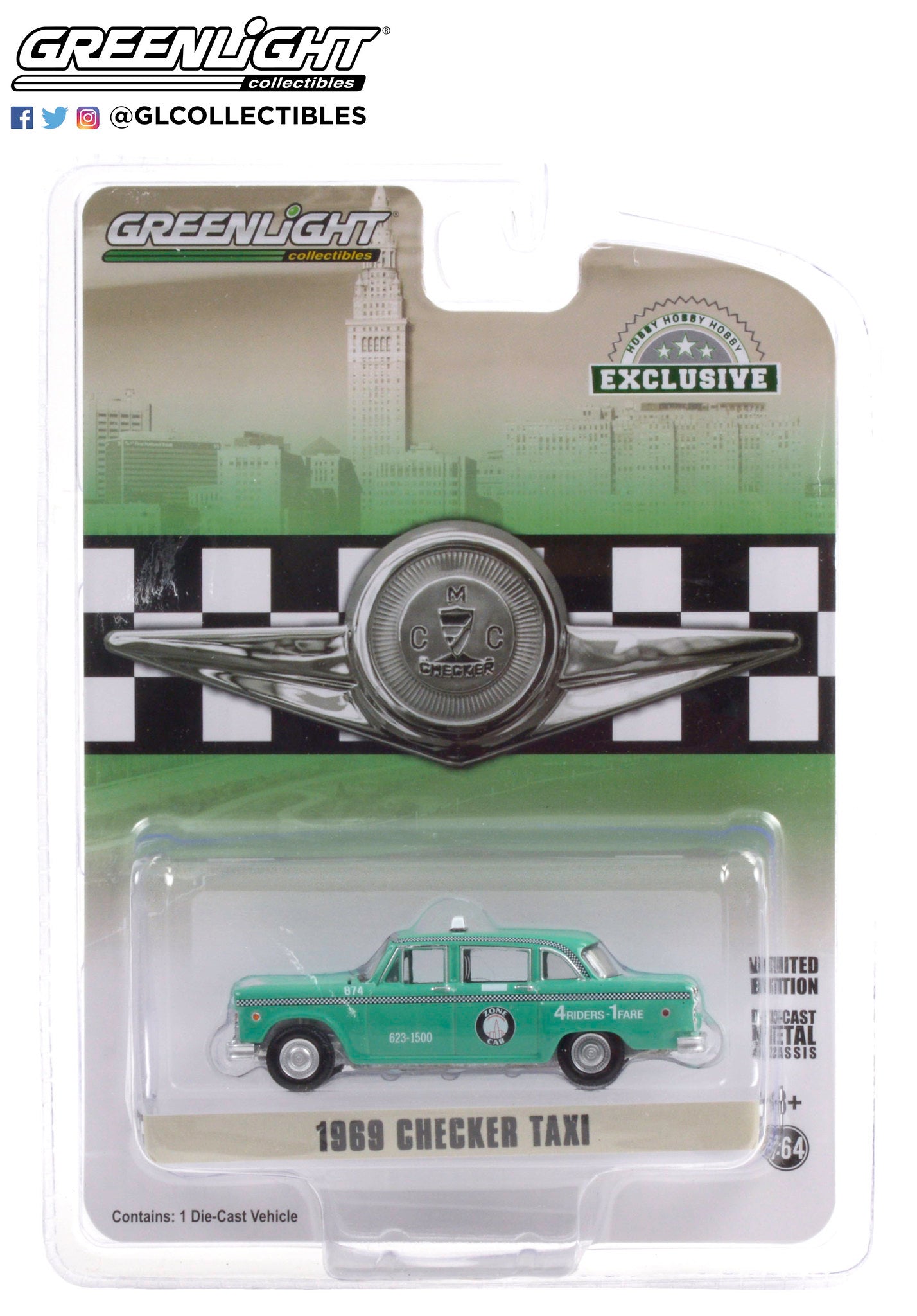 Greenlight - 1969 Checker Motors Marathon A11 Staten Island New York Zone Cab - 30232 - Hobby Exclusive - 1:64