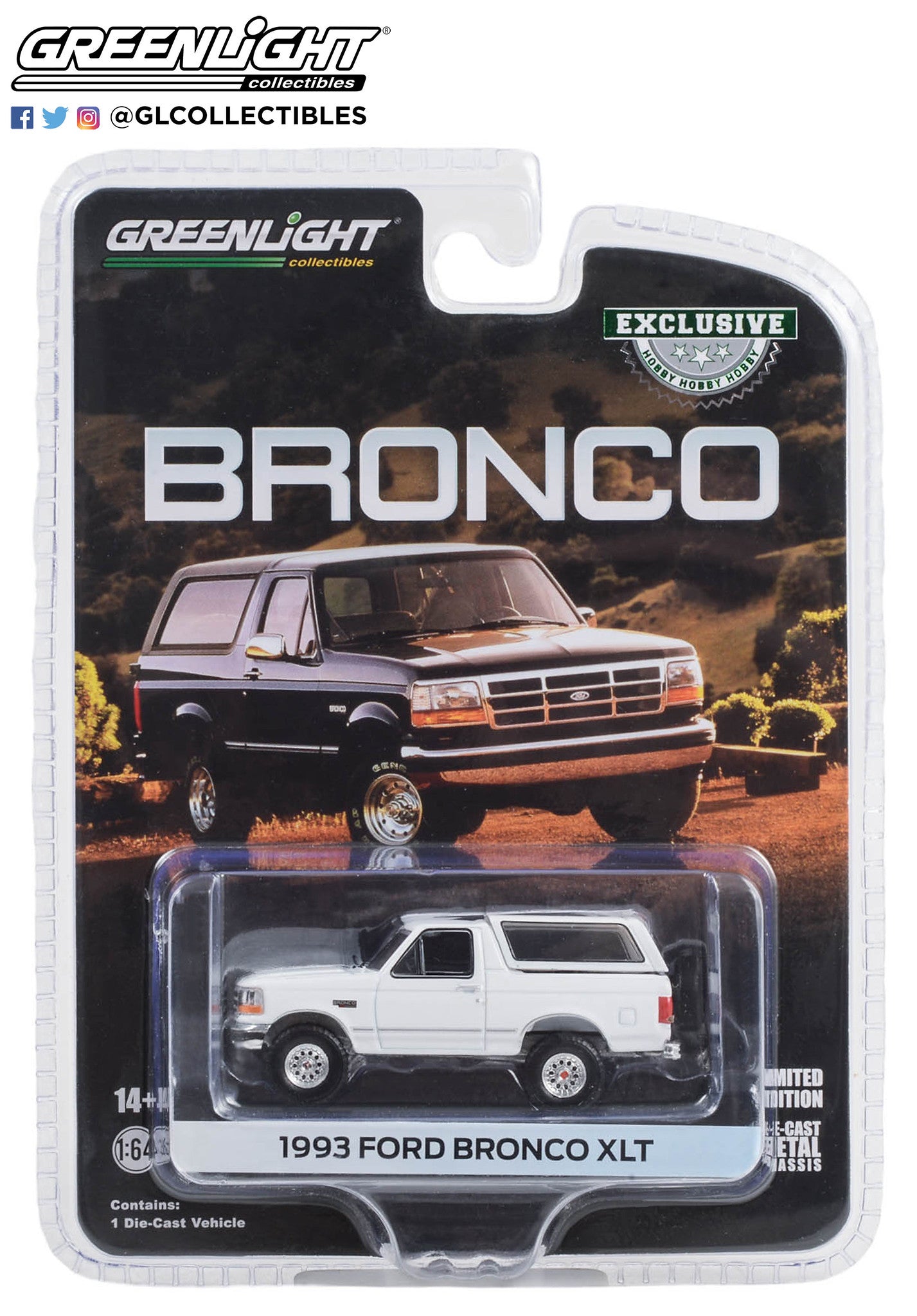 Greenlight - 1993 Ford Bronco XLT, oxford white - 30452  - Hobby Exclusive - 1:64