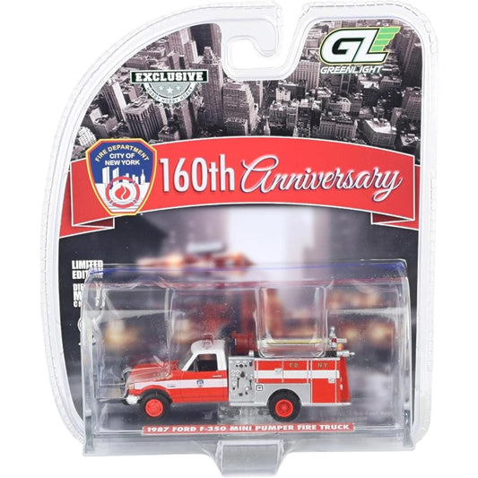 Greenlight - 1987 Ford F-350 Mini Pumper Fire Truck *FDNY*, 160th Anniversary Edition - 30550 - Hobby Exclusive