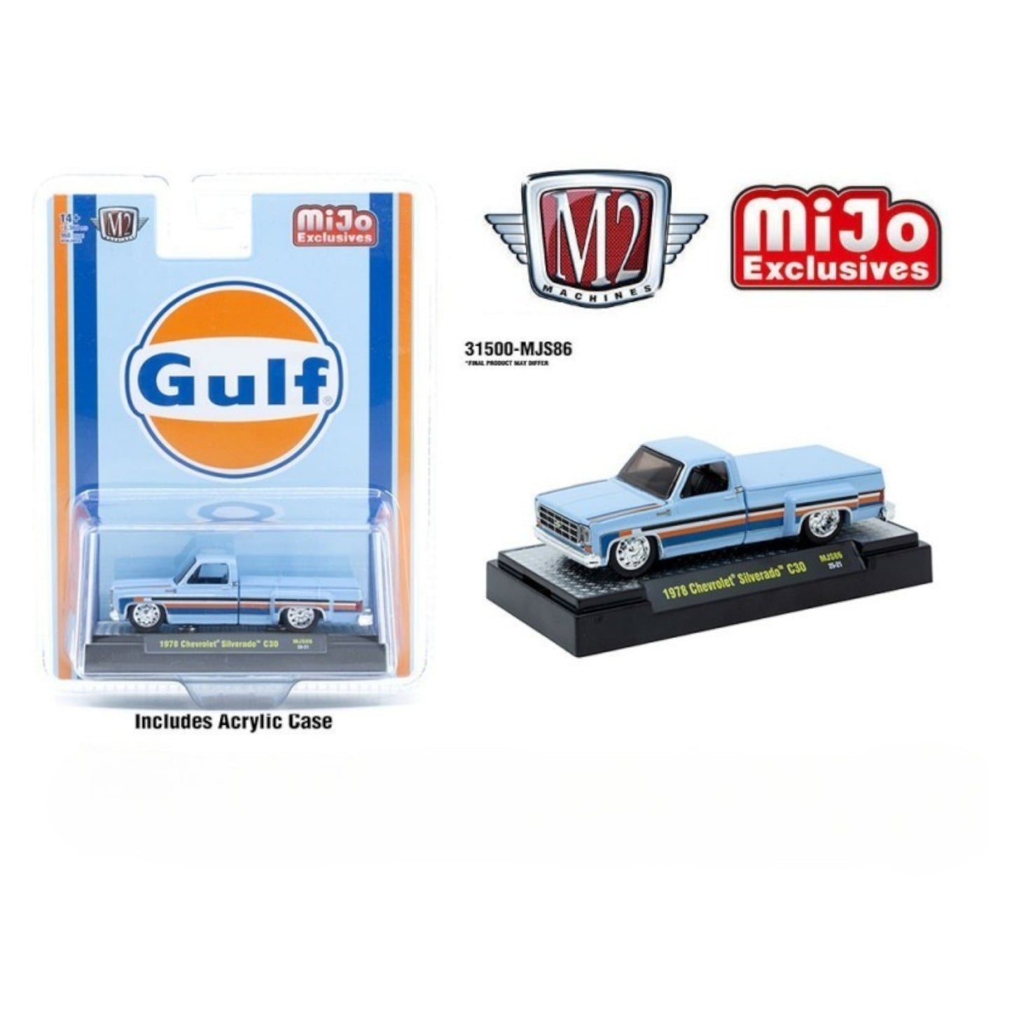 M2 Machines - 1978 Chevrolet Silverado 30 Custom *GULF* - 31500-MJS86