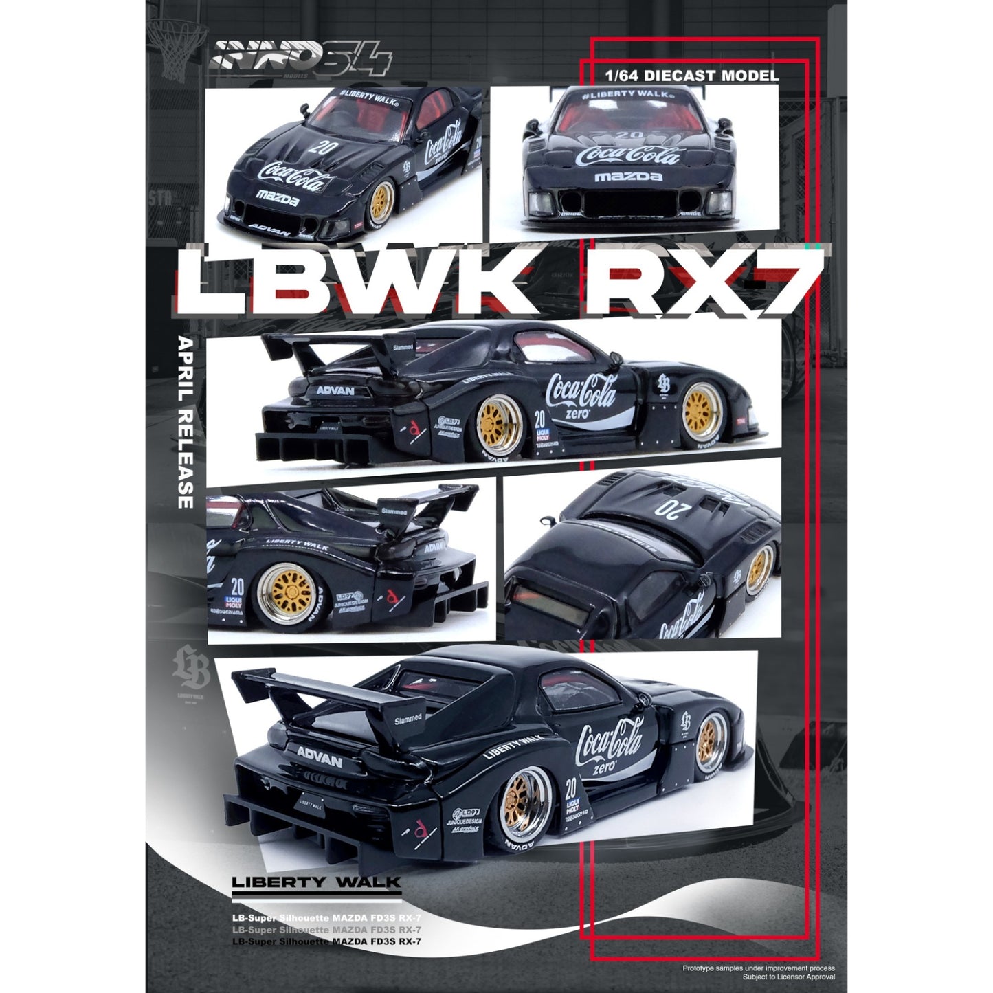 INNO64 - LBWK Mazda RX7 (FD3S) LB Super Silhouette, black - 1:64 - IN64-LBWKRX7-01