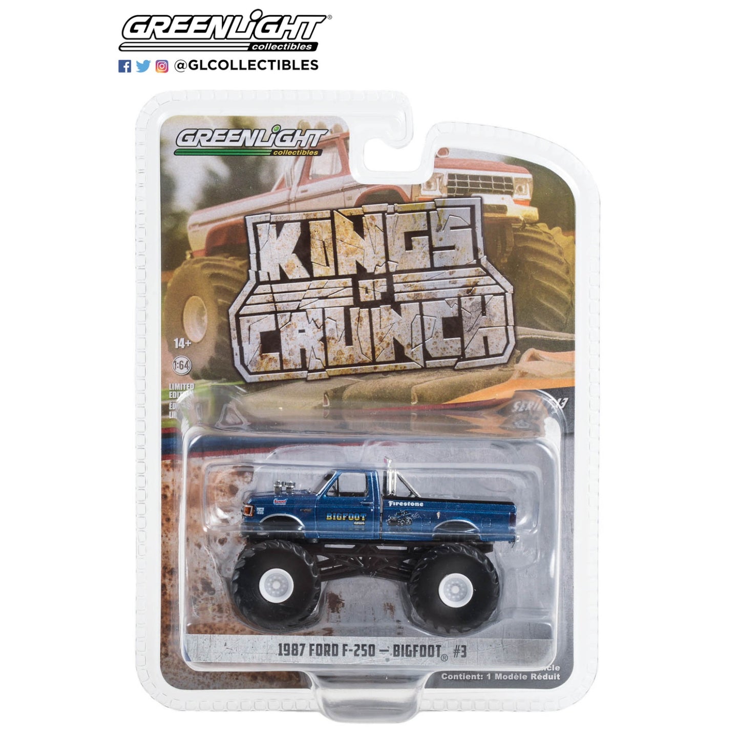 Greenlight - 1987 Ford F-250 Monster Truck Bigfoot #3 - Kings of Crunch - 49130-D - 1:64