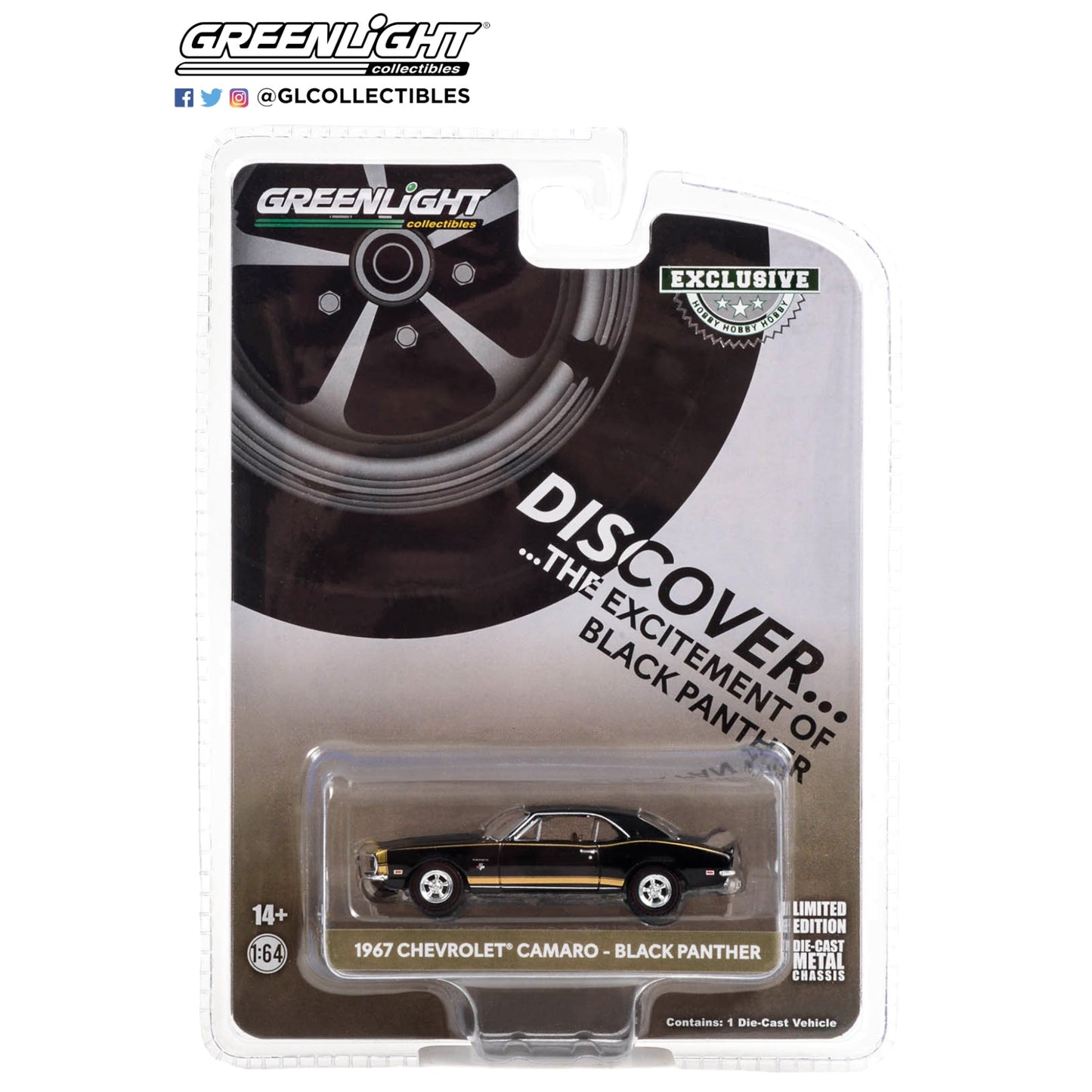 Greenlight - 1967 Chevrolet Camaro - Black Panther - 30377 - Hobby Exclusive