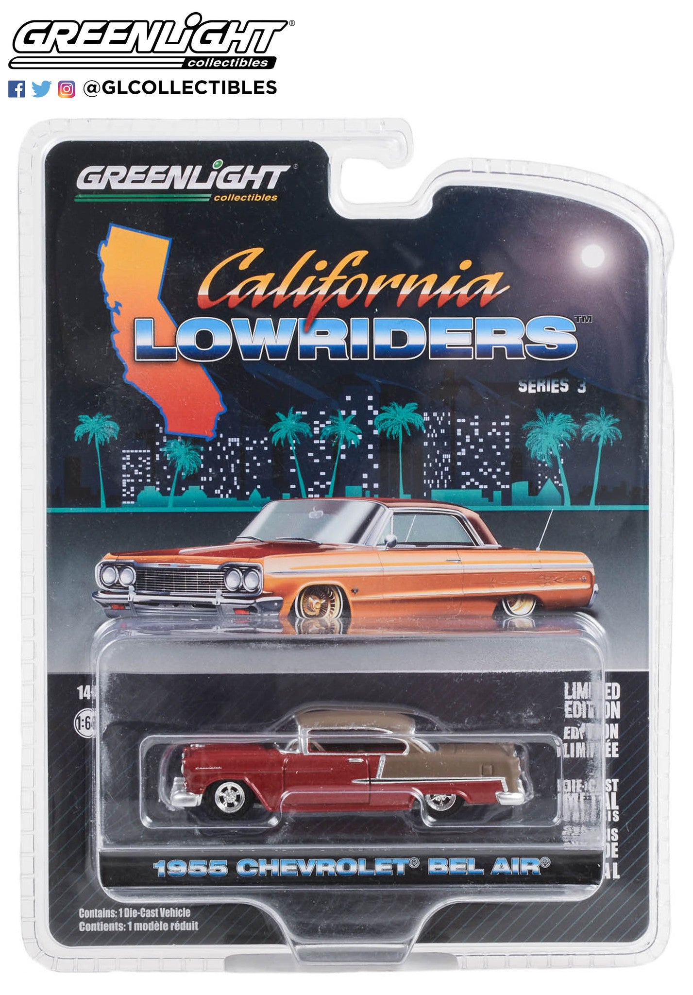 Greenlight - 1955 Chevrolet Bel Air, ruby red - California Lowriders 3 - 63040-A