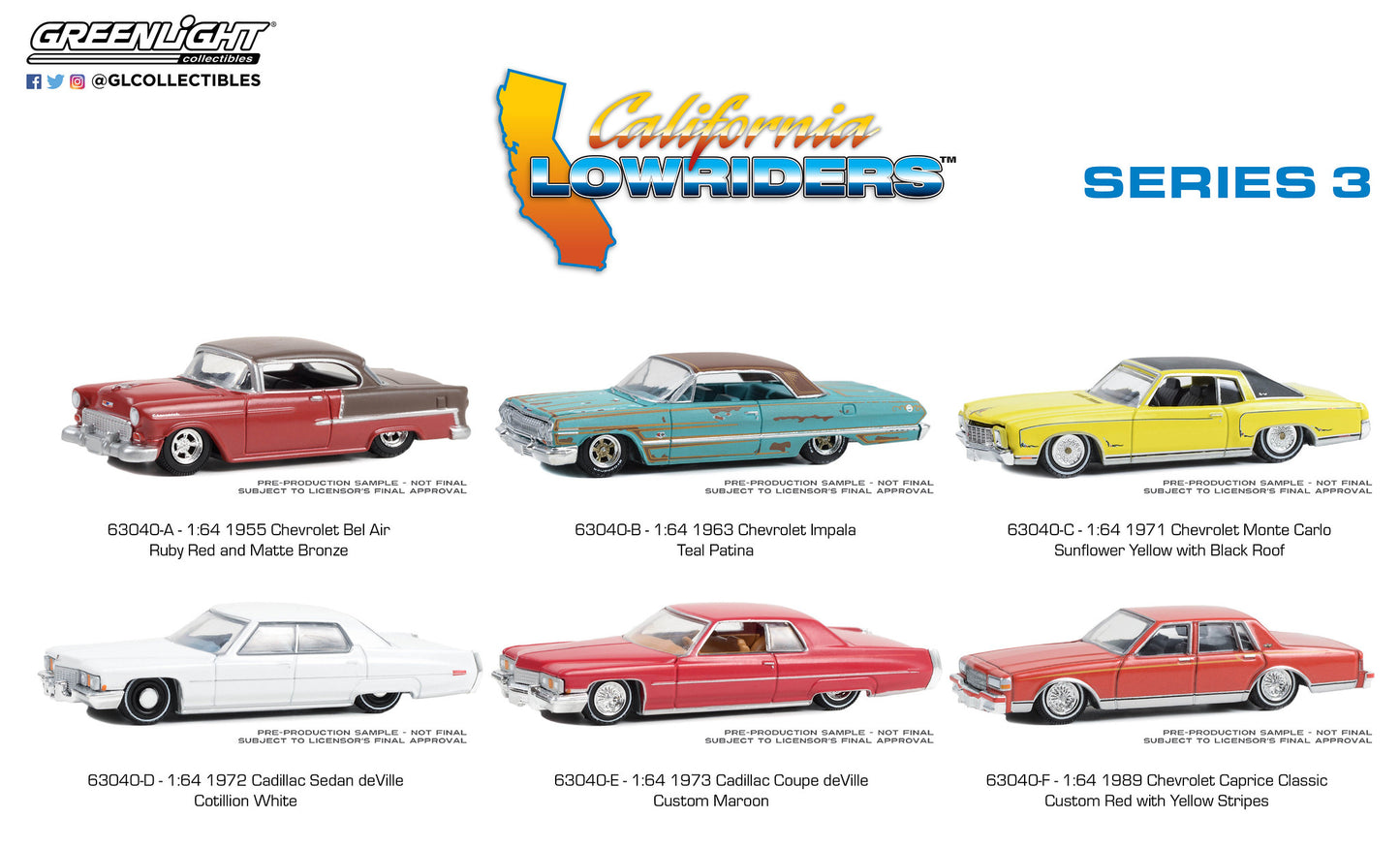 Greenlight - 1955 Chevrolet Bel Air, ruby red - California Lowriders 3 - 63040-A
