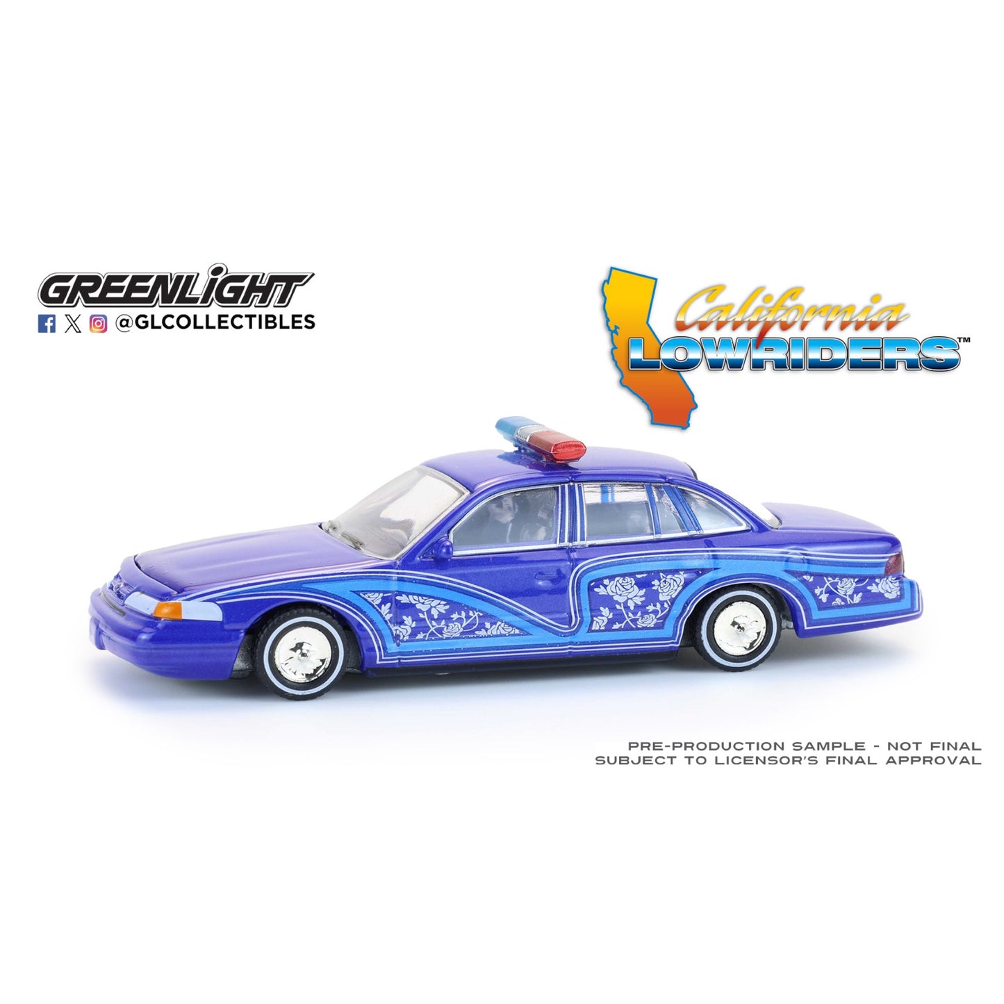 Greenlight - Pre-Order - 1992 Ford Crown Victoria blue with lightbar - California Lowriders 7 - 63080-F