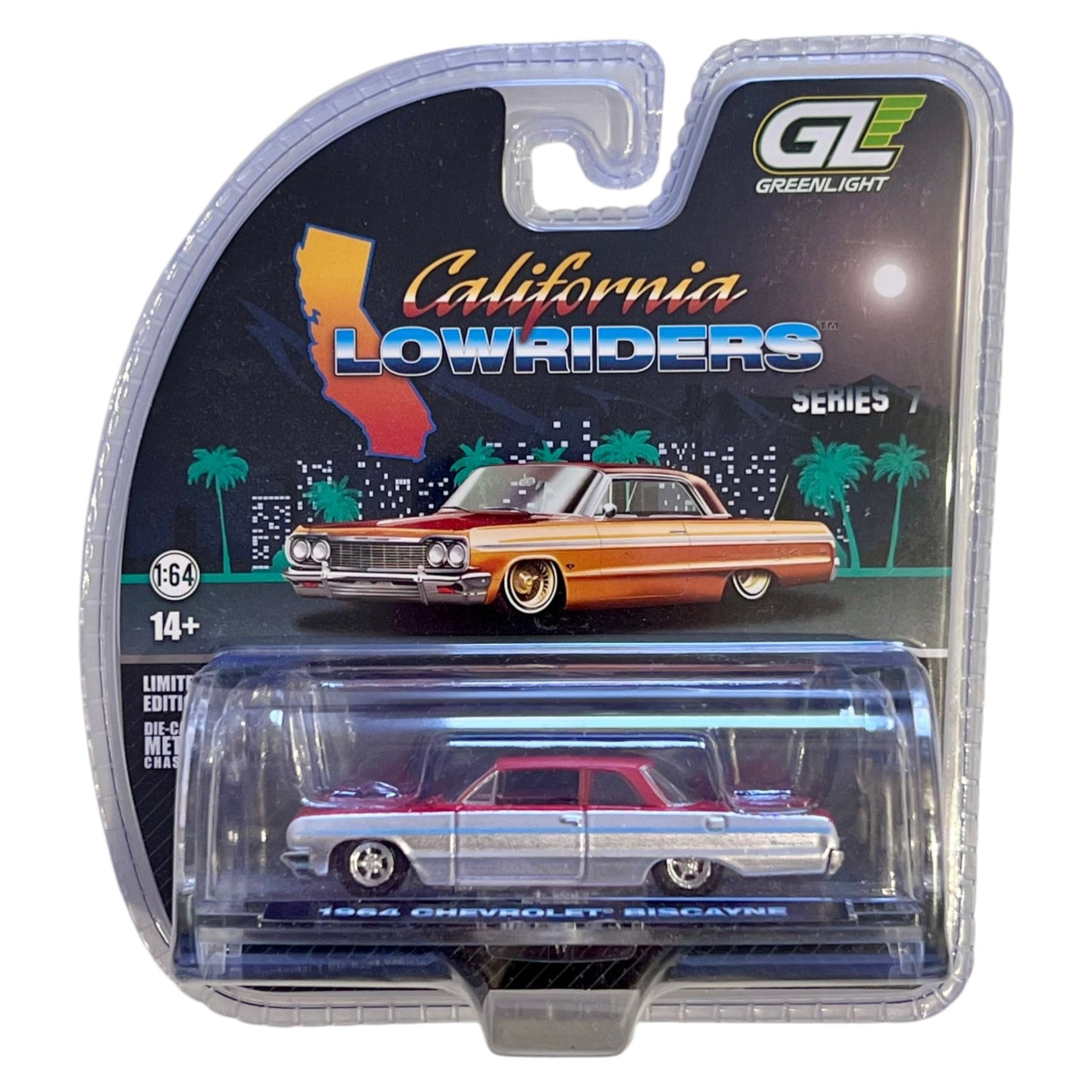 Greenlight - Pre-Order - 1964 Chevrolet Biscayne  silver metallic/red two-tone - California Lowriders 7 - 63080-B