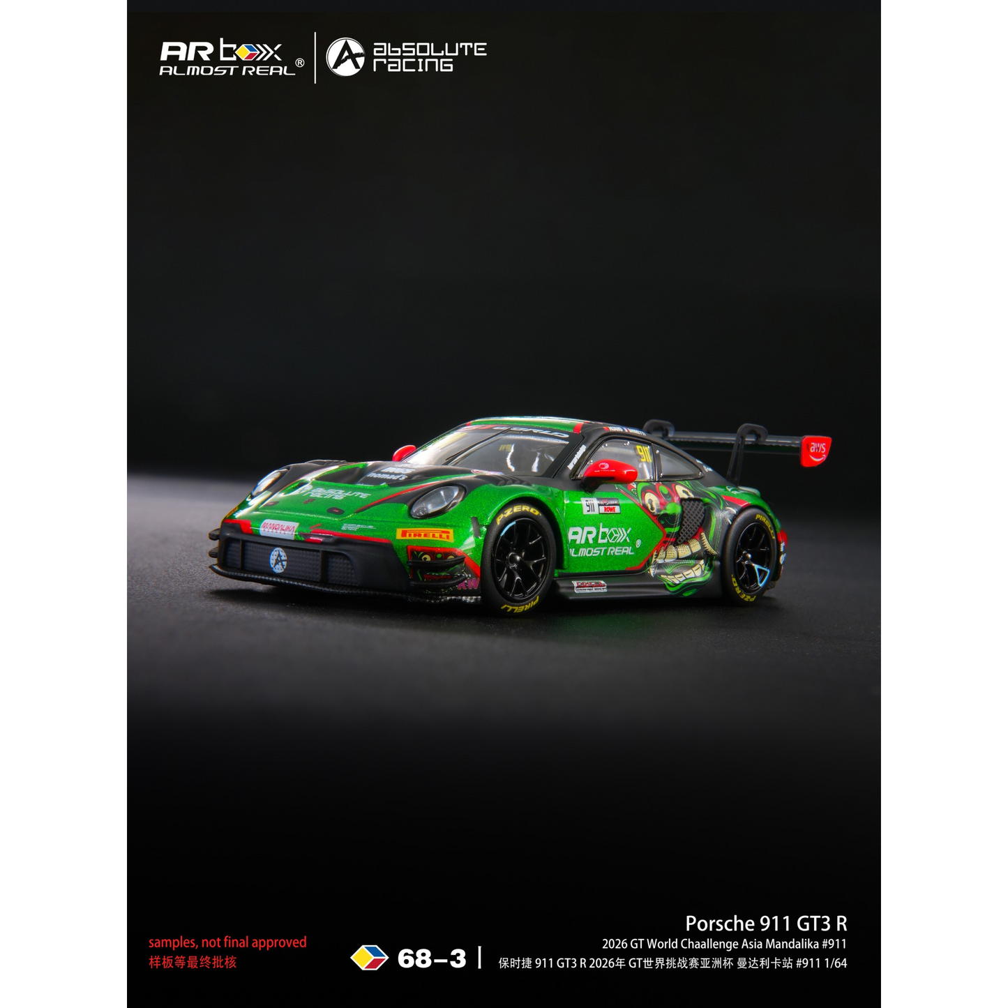 ARBox Almost Real - Pre-Order - Porsche 911 GT3 R 2026 GT World Challenge Asia Mandalika #911 - 640006021