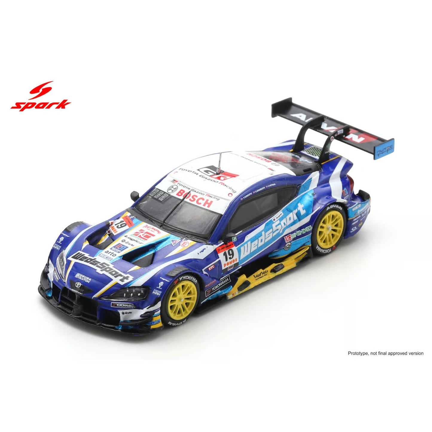 Spark 1:64 - Pre-Order - WedsSport ADVAN GR Supra TGR TEAM WedsSport BANDOH No.19 GT500 SUPER GT 2025 Y. Kunimoto - S. Sakaguchi - 64SGT25019