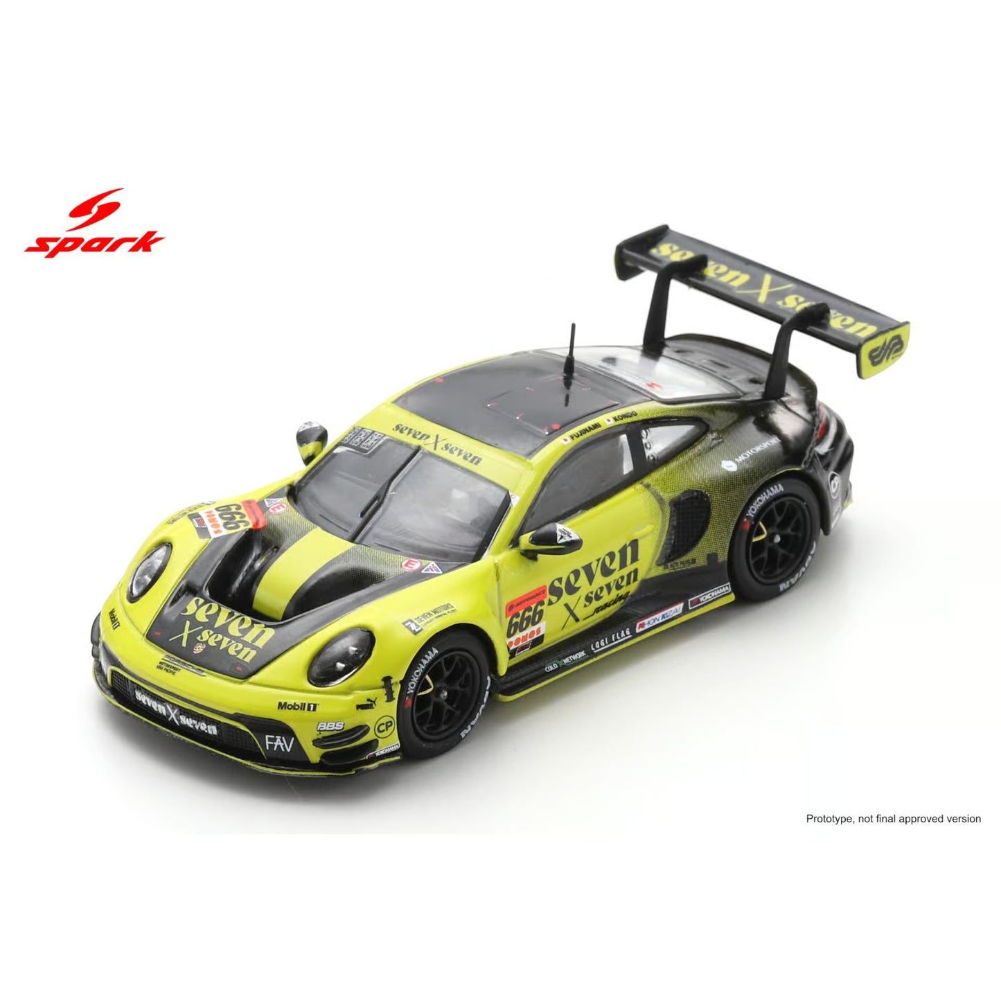 Spark 1:64 - Pre-Order - PORSCHE GT3 R seven x seven Racing No.666 GT300 SUPER GT 2025 K. Fujinami- T. Kondo - H. King - 64SGT25666