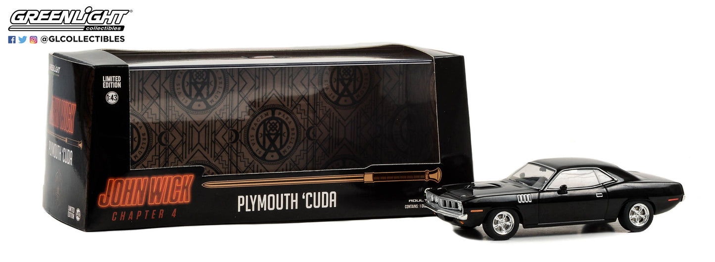 Greenlight - 1971 Plymouth Cuda - John Wick Chapter 4 - 86641- 1:43 - Hollywood