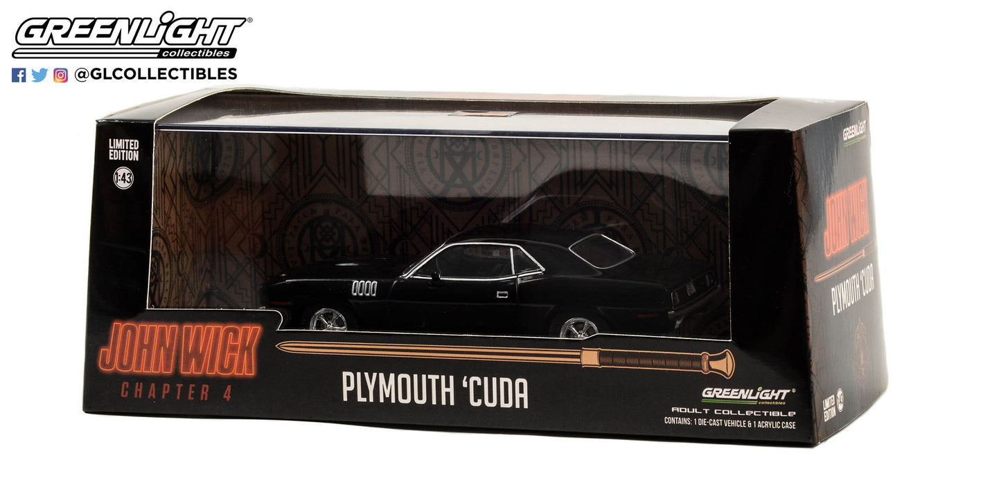 Greenlight - 1971 Plymouth Cuda - John Wick Chapter 4 - 86641- 1:43 - Hollywood