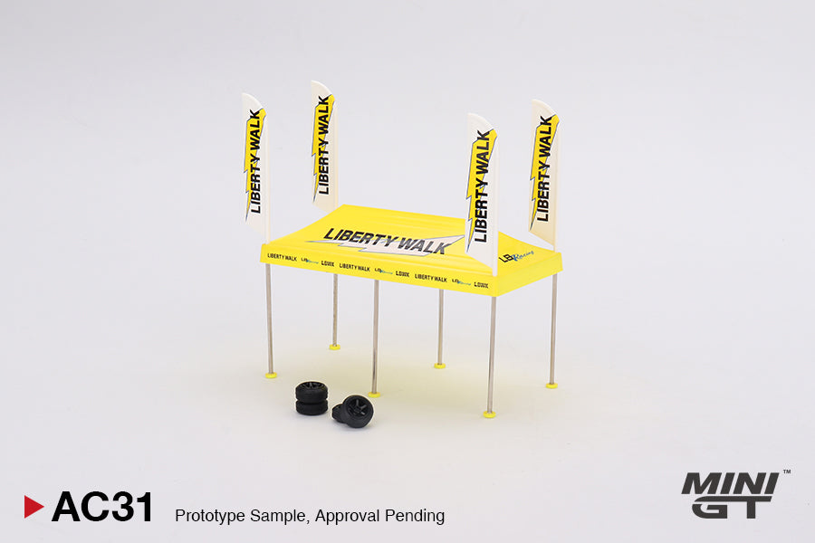 Mini GT - LB Racing Paddock Service Tent set, yellow/black - AC31 - 1:64 - Liberty Walk