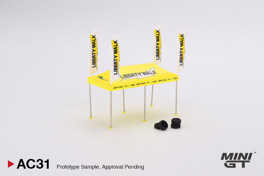 Mini GT - LB Racing Paddock Service Tent set, yellow/black - AC31 - 1:64 - Liberty Walk
