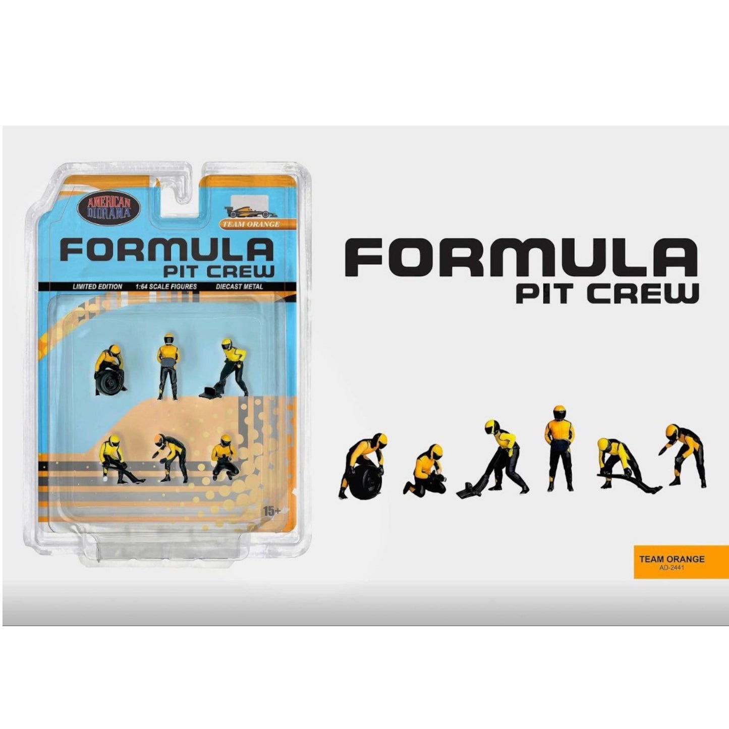 American Diorama  - Pre-Order - Formula Pit Crew Figures – Team Orange - AD-2441