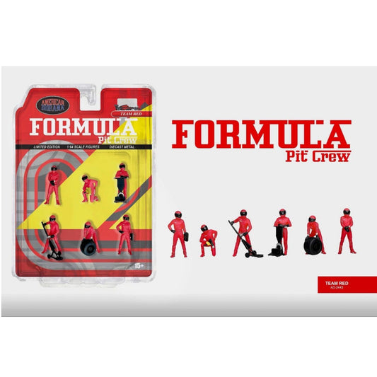 American Diorama  - Pre-Order - Formula Pit Crew Figures – Team Red - AD-2443