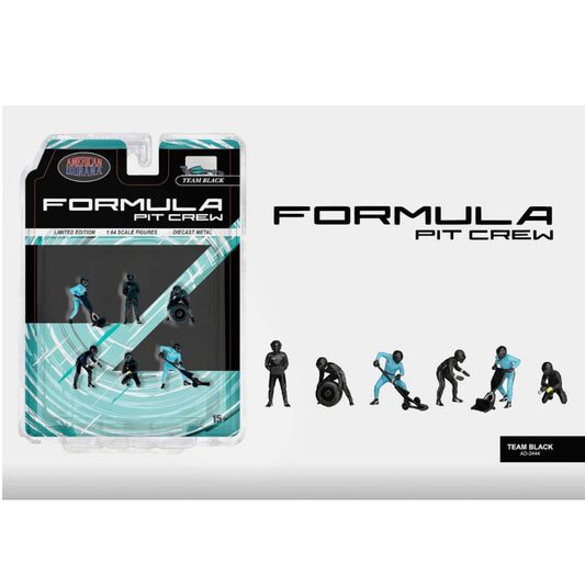 American Diorama  - Pre-Order - Formula Pit Crew Figures – Team Black - AD-2444