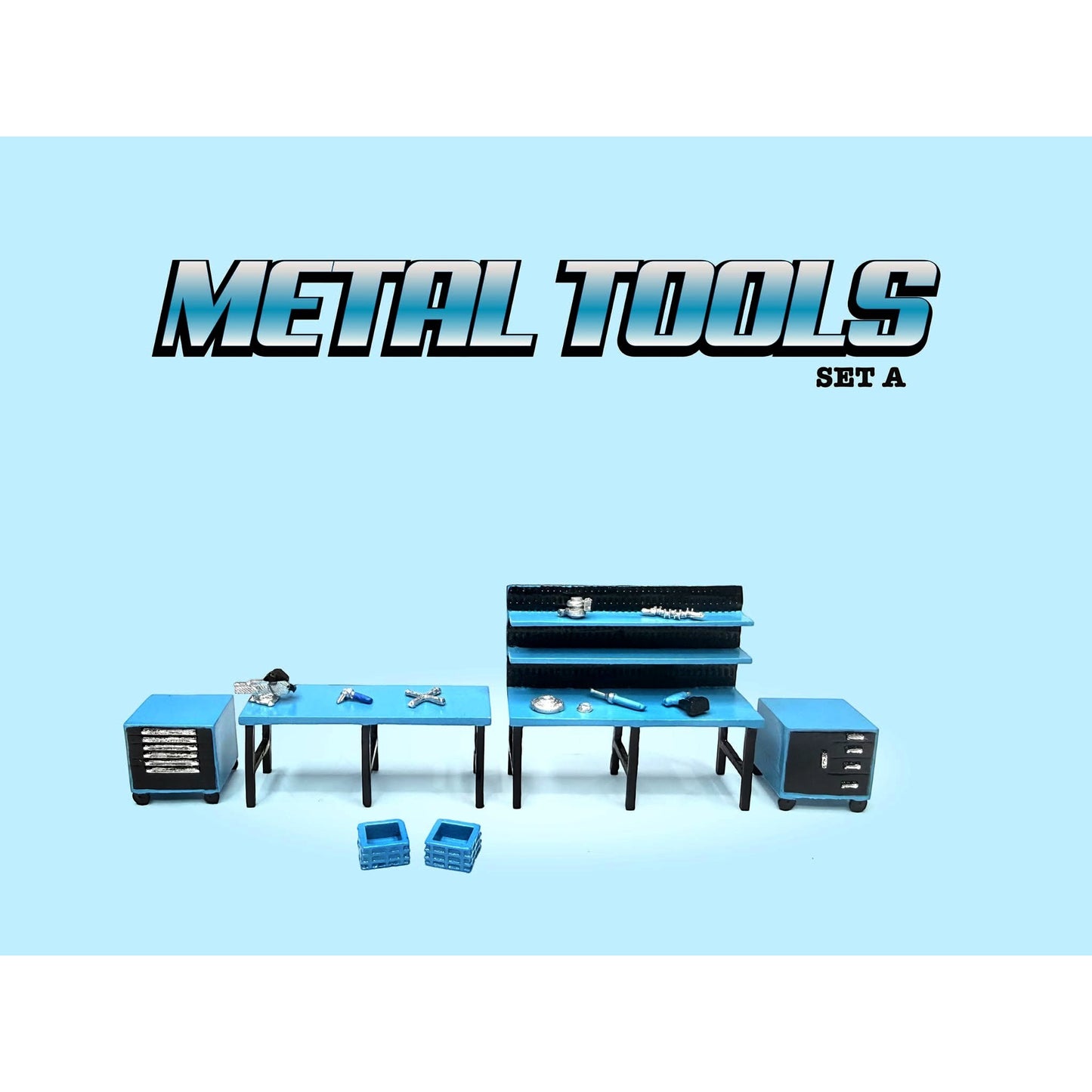 American Diorama - Pre-Order - Metal Tools (Blue) - AD-2449