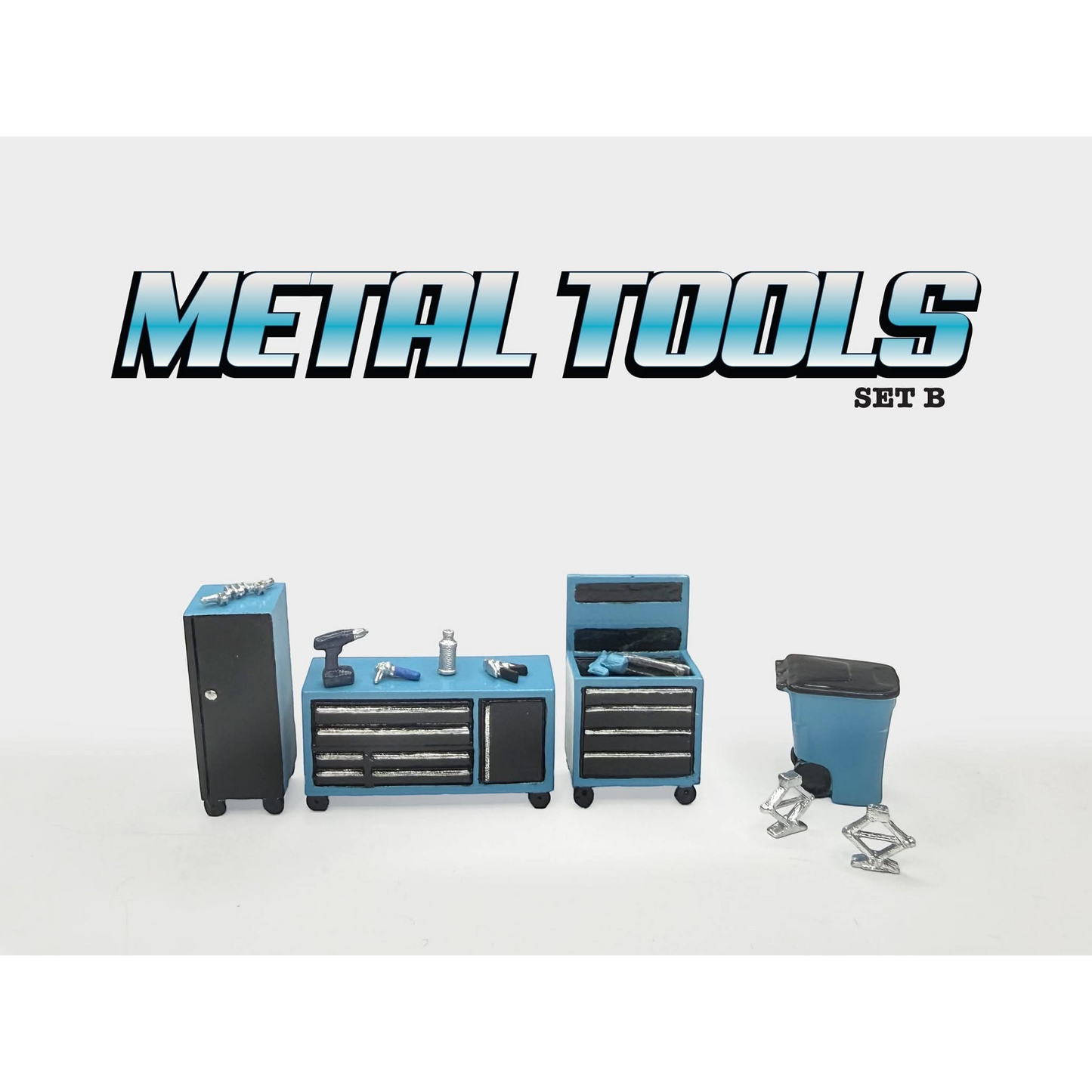American Diorama - Pre-Order - Metal Tools (Blue) Set B - AD-2450