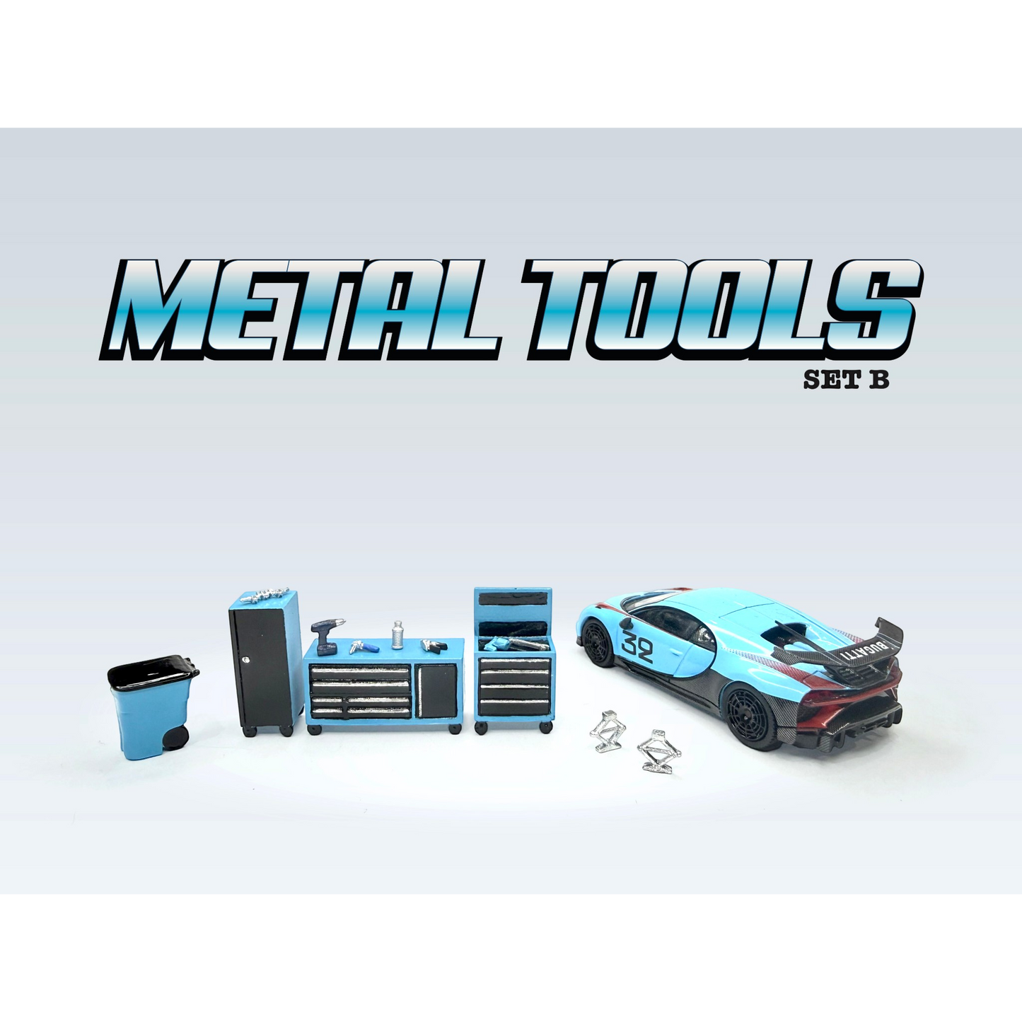 American Diorama - Pre-Order - Metal Tools (Blue) Set B - AD-2450