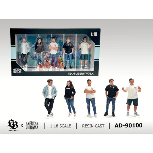 American Diorama - Team Liberty Walk Figure set of 5 Figures - AD-90100 - 1:18