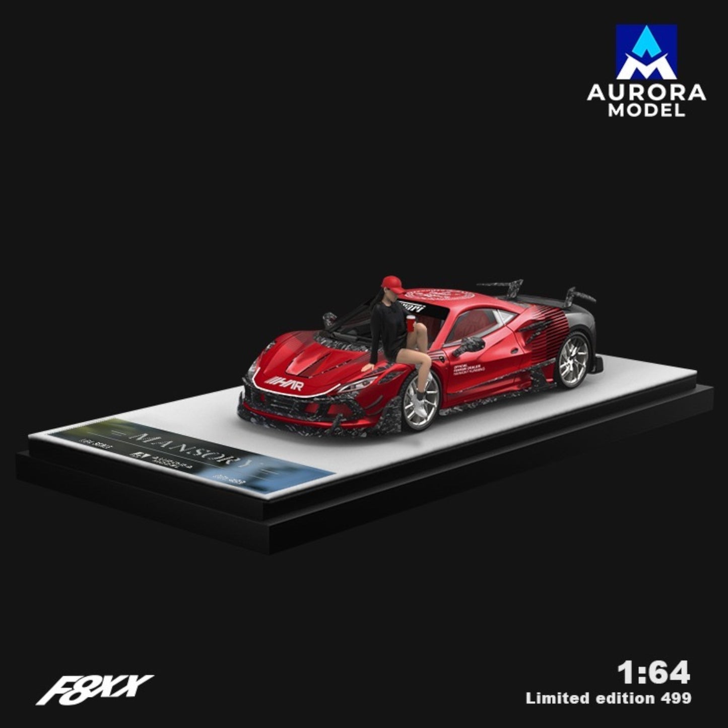 Aurora Models - Pre-Order - F8 Tributo, Mansory modified F8XX, red mit Figur - AM646517-1