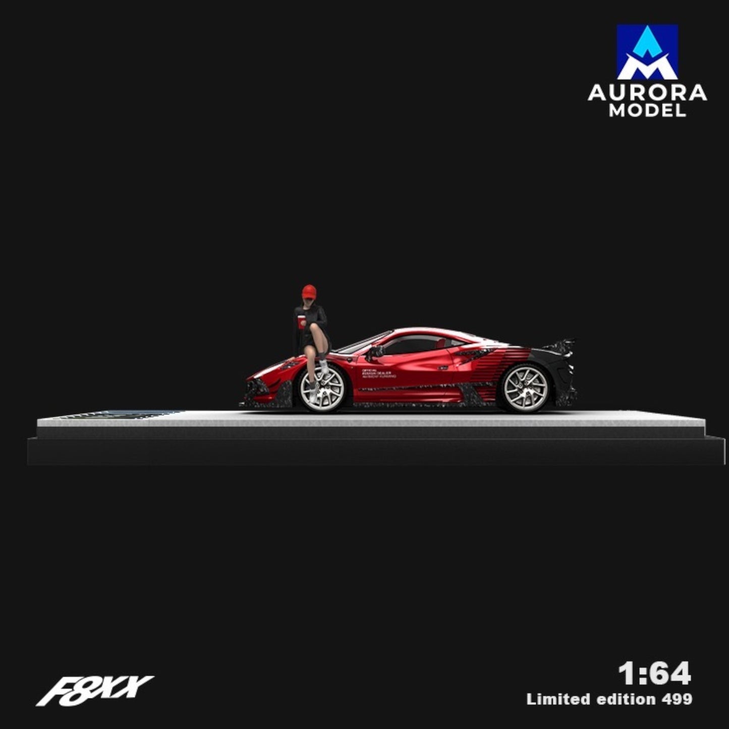 Aurora Models - Pre-Order - F8 Tributo, Mansory modified F8XX, red mit Figur - AM646517-1