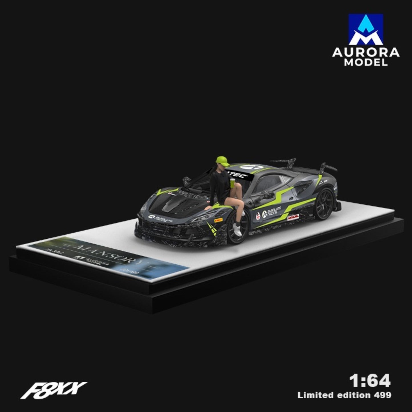Aurora Models - Pre-Order - F8 Tributo, Mansory modified F8XX, black mit Figur - AM646518-1