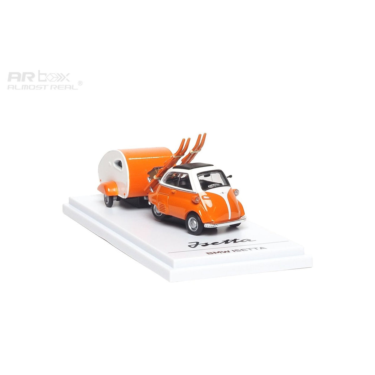 ARBOX Almost Real - Pre-Order - BMW Isetta with Ski and Trailer Set Orange - AR630301001