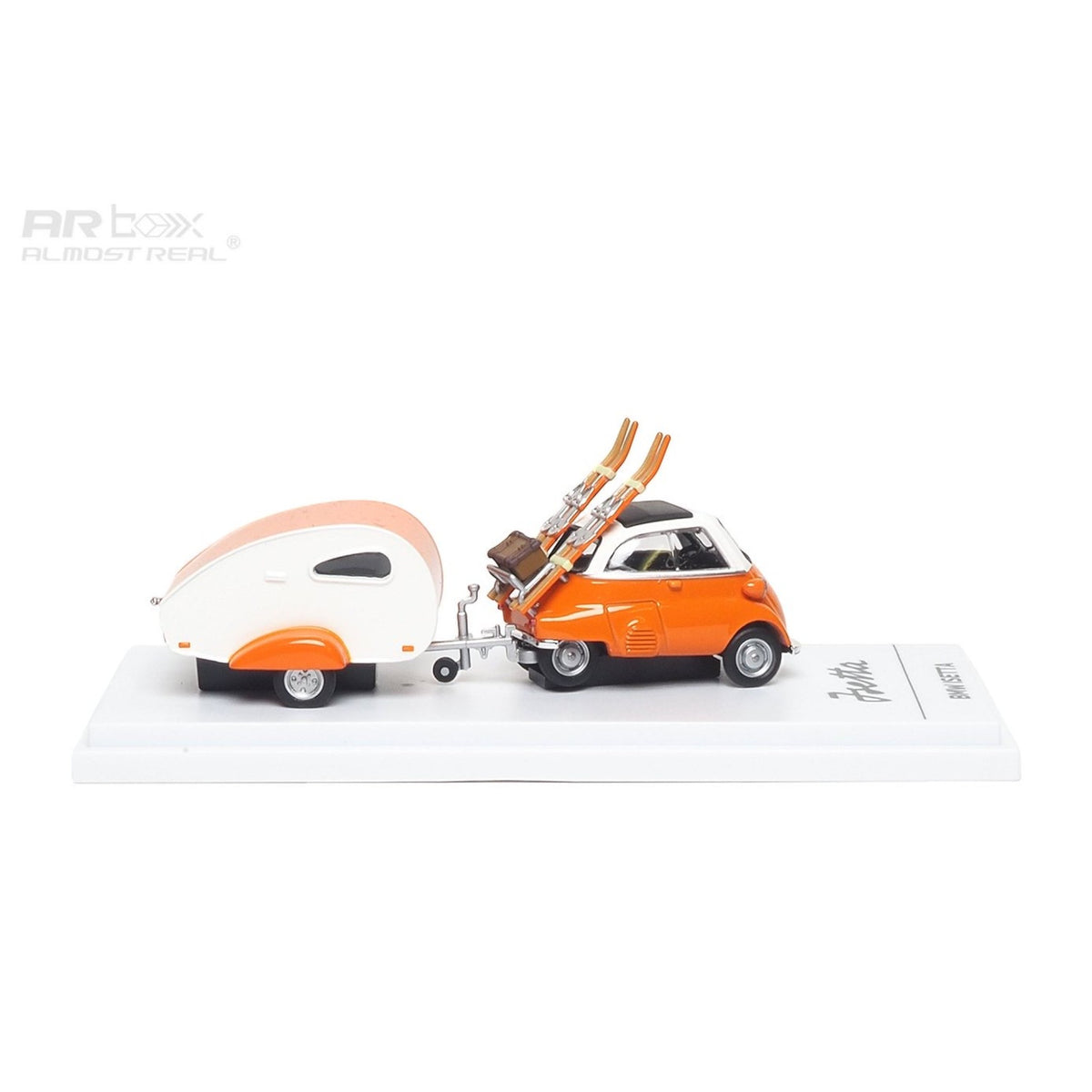 ARBOX Almost Real - Pre-Order - BMW Isetta with Ski and Trailer Set Orange - AR630301001