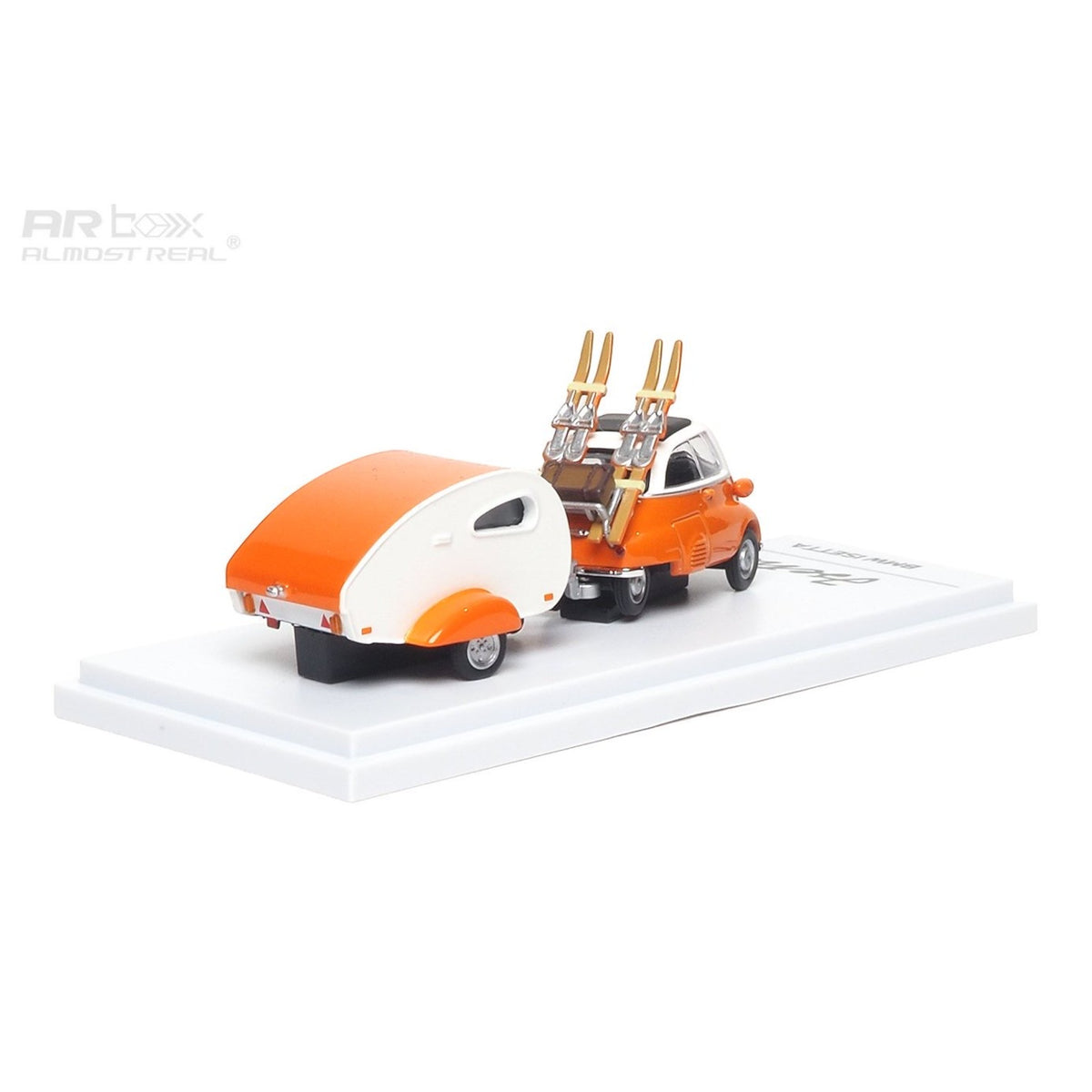 ARBOX Almost Real - Pre-Order - BMW Isetta with Ski and Trailer Set Orange - AR630301001