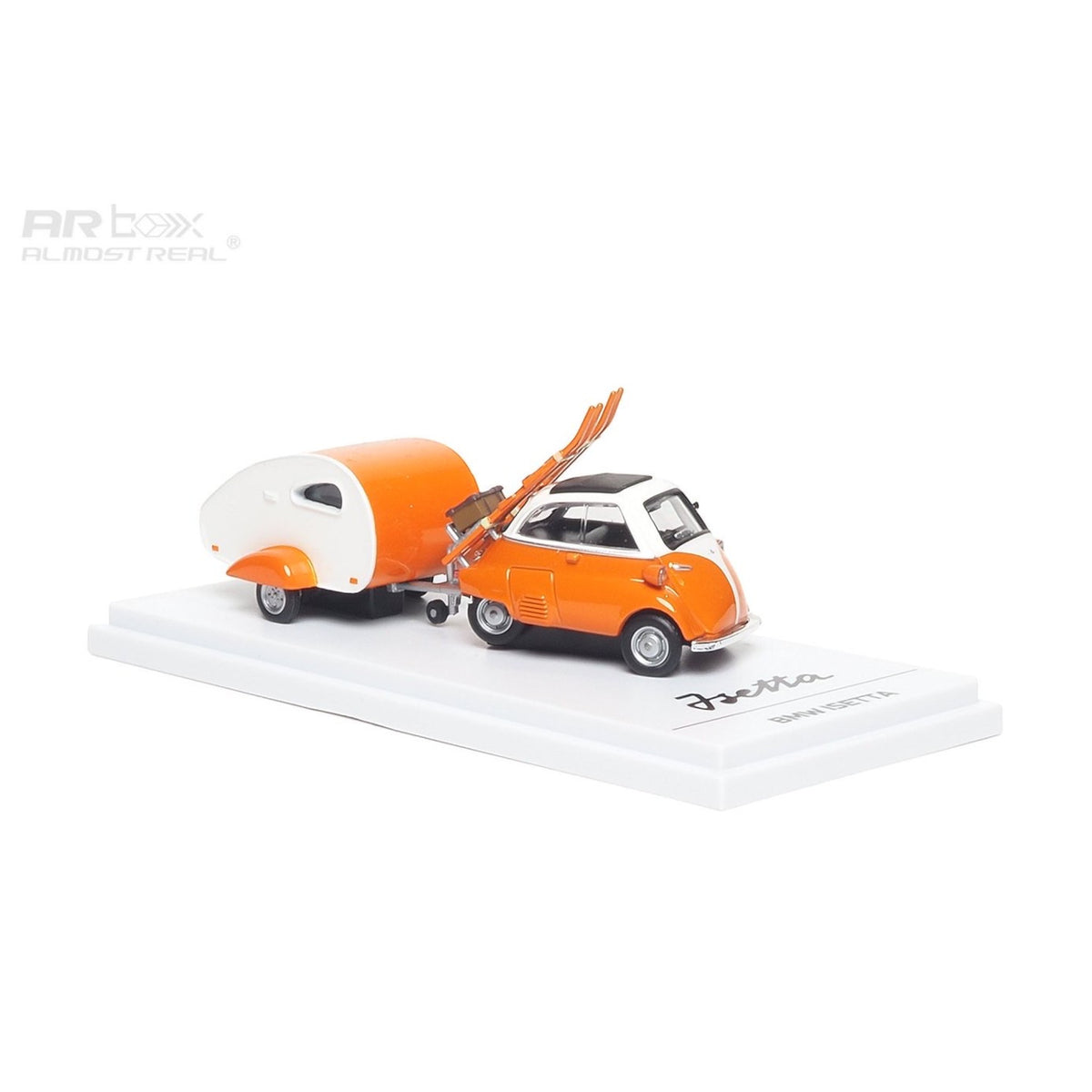 ARBOX Almost Real - Pre-Order - BMW Isetta with Ski and Trailer Set Orange - AR630301001