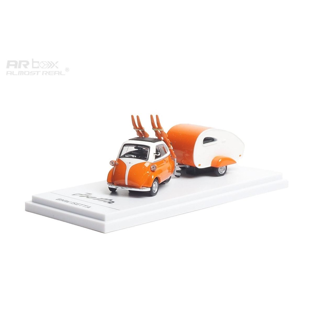 ARBOX Almost Real - Pre-Order - BMW Isetta with Ski and Trailer Set Orange - AR630301001
