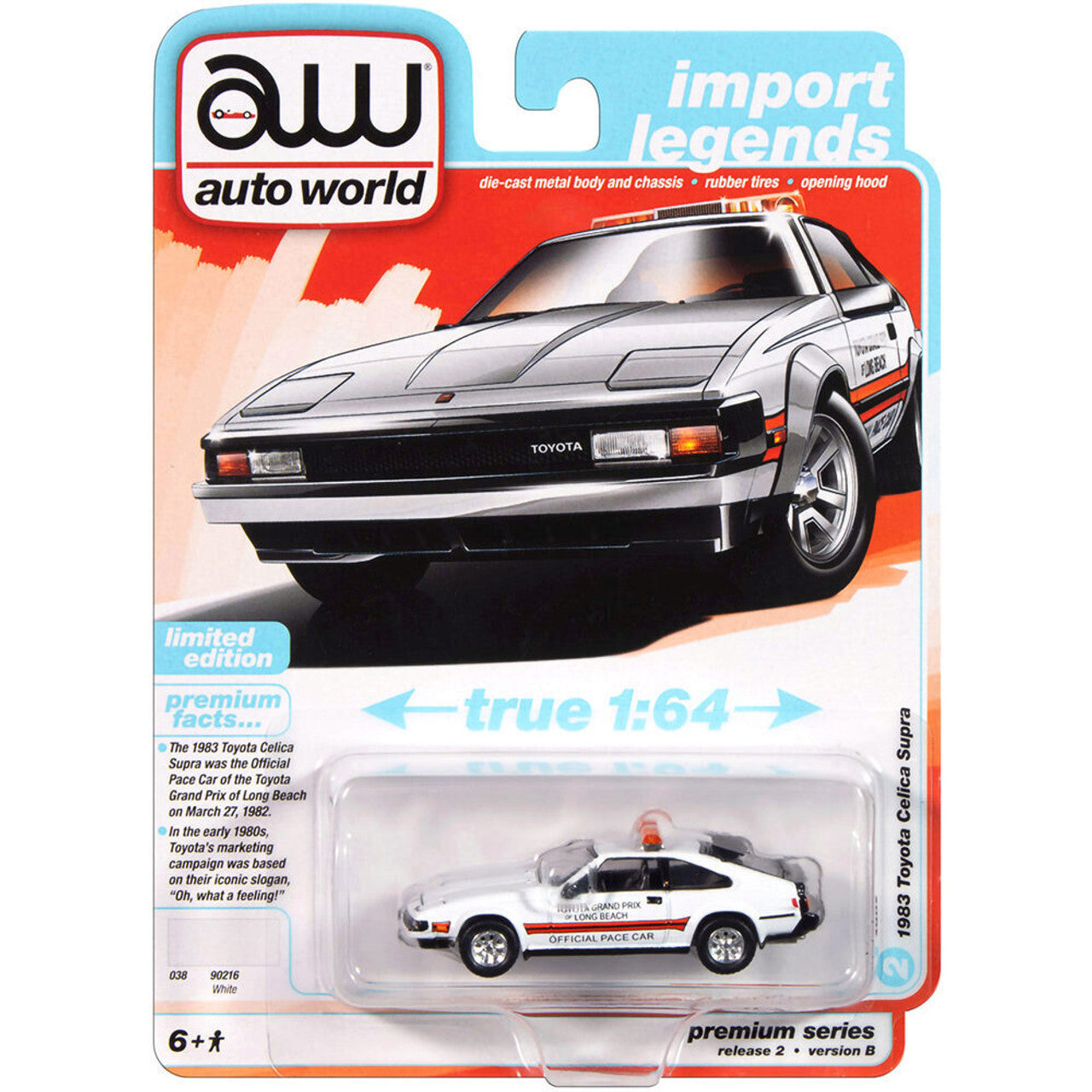 Autoworld - 1983 Toyota Celica Supra, white Long Beach Official Pace Car - 1:64 - AWSP166B