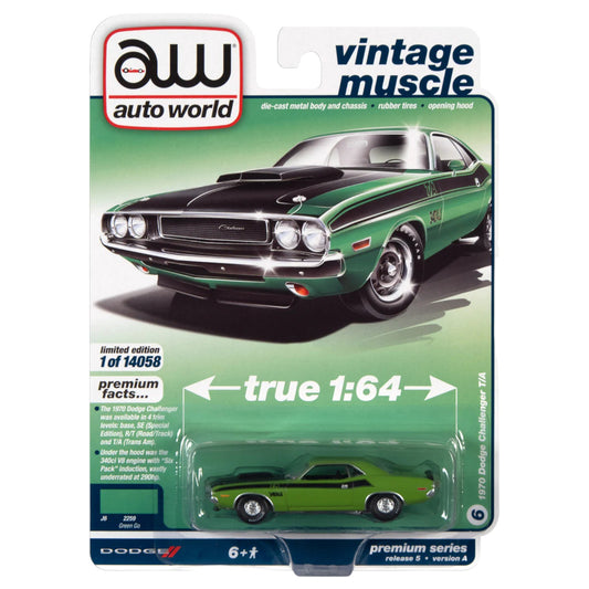 AUTO WORLD - 1970 Dodge Challenger T/A, go green - 1:64 - AWSP086A