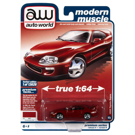 AUTO WORLD - 1995 Toyota Supra, renaissance red poly - 1:64 - AWSP090B