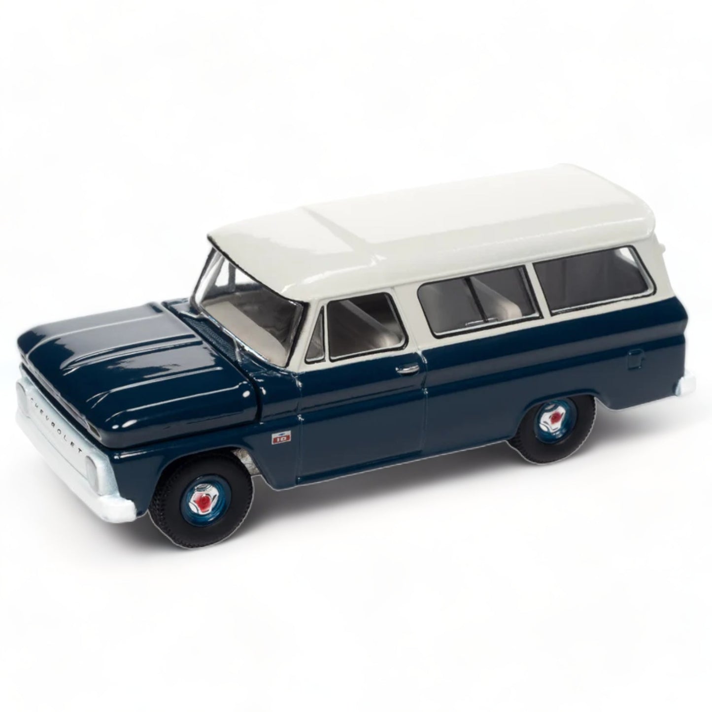 AUTO WORLD - 1966 Chevrolet Suburban dark blue body with white - 1:64 - AWSP090A