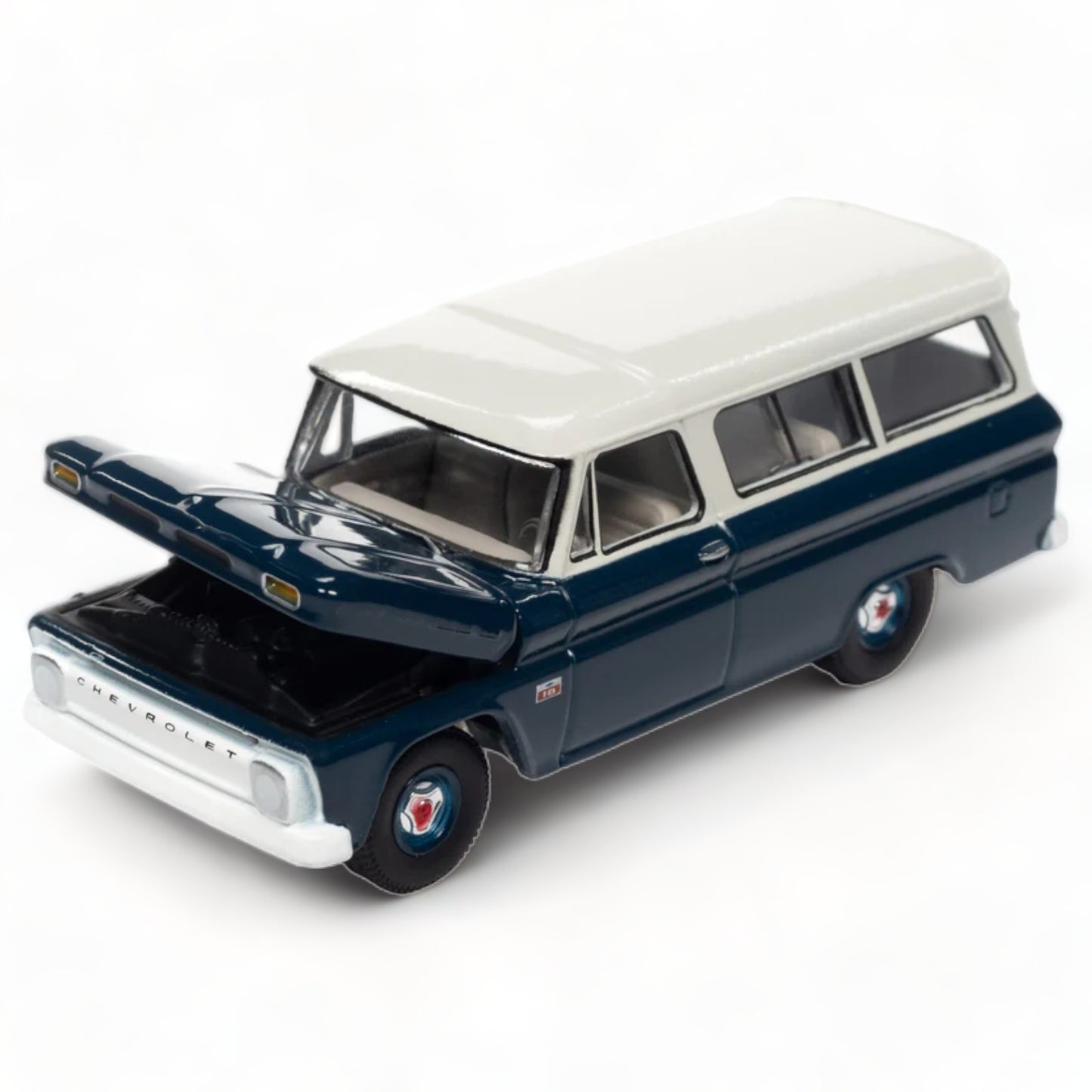 AUTO WORLD - 1966 Chevrolet Suburban dark blue body with white - 1:64 - AWSP090A