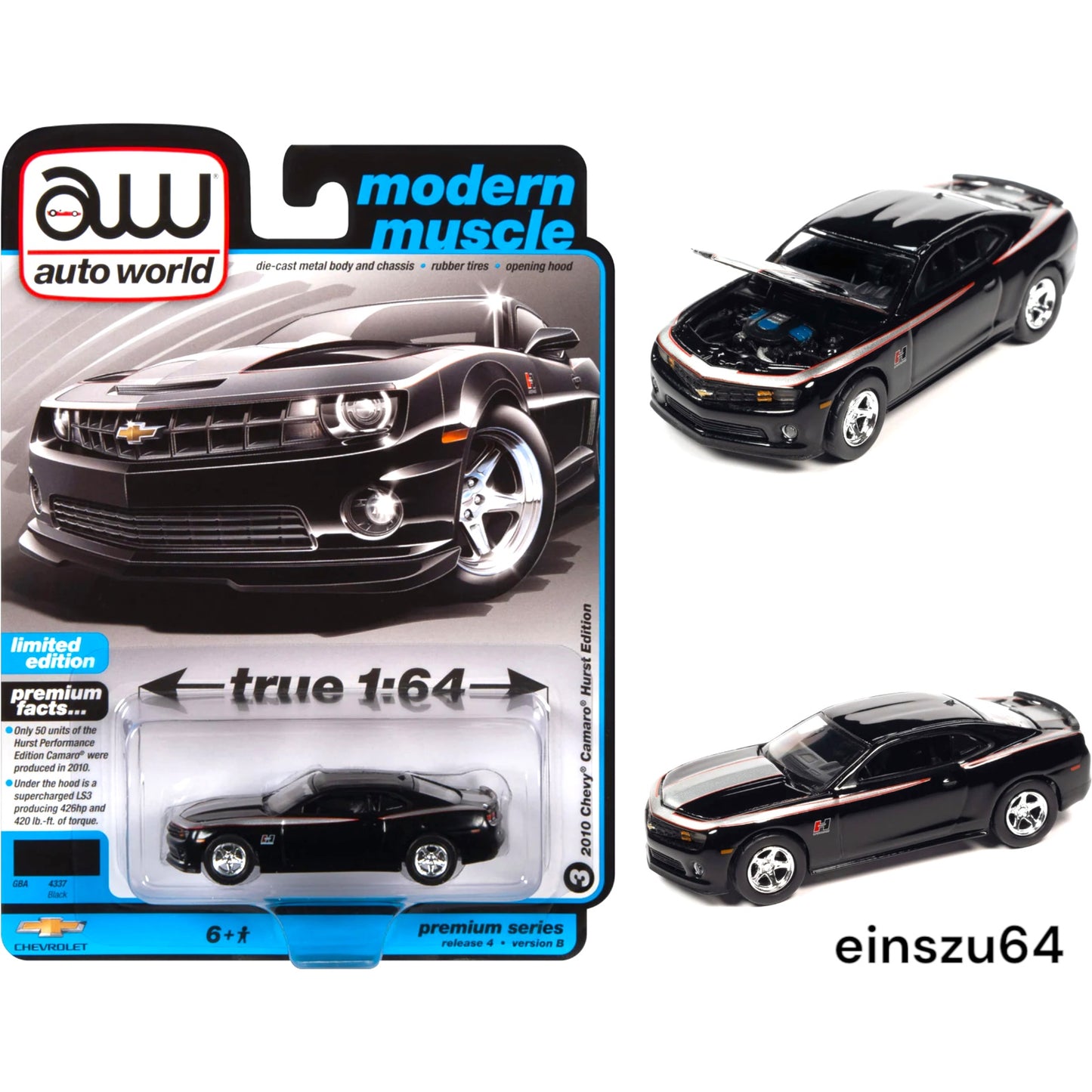AUTO WORLD - 2010 HURST CHEVROLET CAMARO - BLACK - 1:64 - AWSP115B