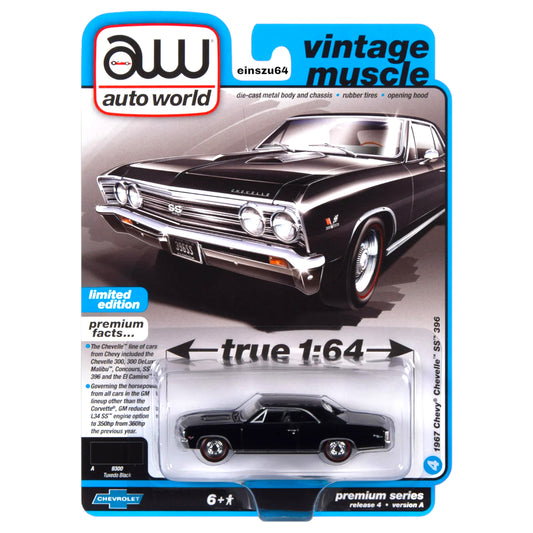 AUTO WORLD - 1967 Chevrolet Chevelle SS, Tuxedo Black - 1:64 - AWSP116A