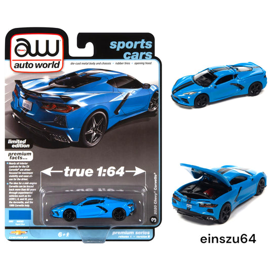 AUTO WORLD - 2020 CHEVROLET CORVETTE - RAPID BLUE - 1:64 - AWSP124B